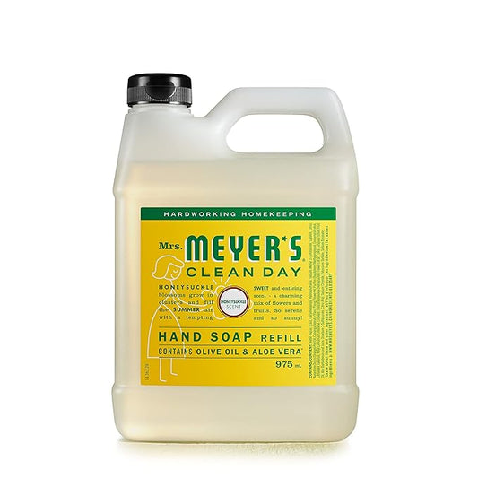 Mrs. Meyer's Clean Day Liquid Hand Soap Refill, Cruelty Free and Biodegradable Hand Wash Made with Essential Oils, Honeysuckle Scent, 975 ml