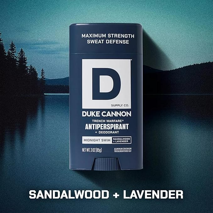 Duke Cannon Supply Co. Anti-Perspirant Deodorant for Men 3 oz. Midnight Swim, 2 Pack - Unique Masculine Scent, Odor Control & Soothe Skin