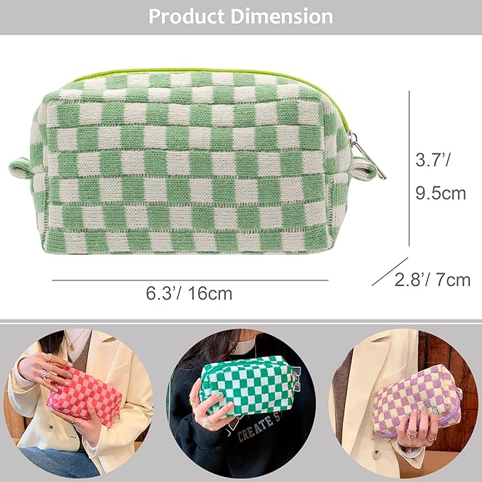 Pazimiik checkered makeup bag for