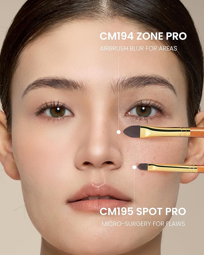 Desert Oak Series Pixel-Precise Detail Concealer Brush - Micro Teardrop Head for Acne Scars & Dark Spots, Sustainable Bubinga Handle (CM 195)