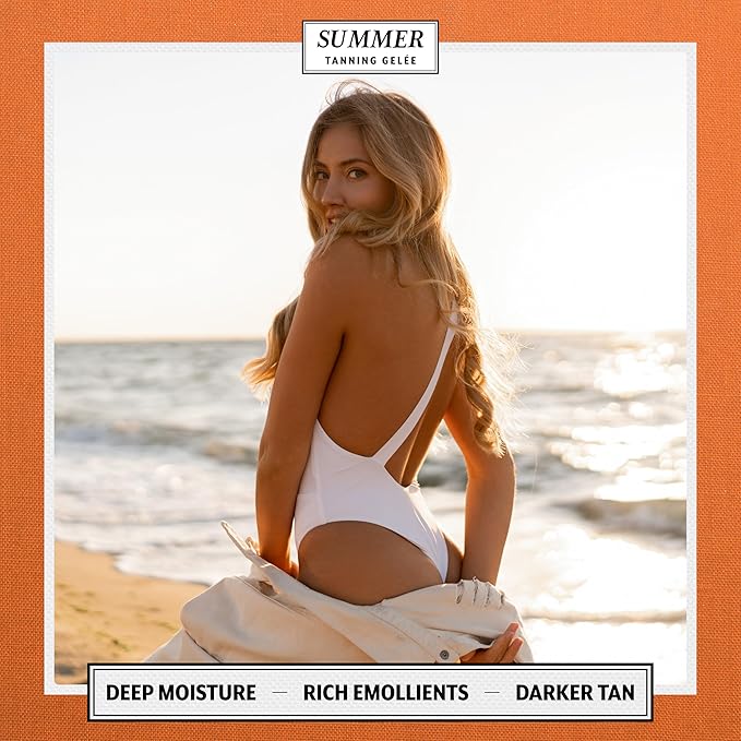 Summer Gelée Tanning Lotion Gel Outdoor, USA MADE, SPF 30, Hydrating Tanning Gel, Moisturizing Tanning Oil, Quick Absorb, Faster Darker Tan Accelerator, Broad Spectrum, Sun UVA/UVB Protection, 3.12 OZ