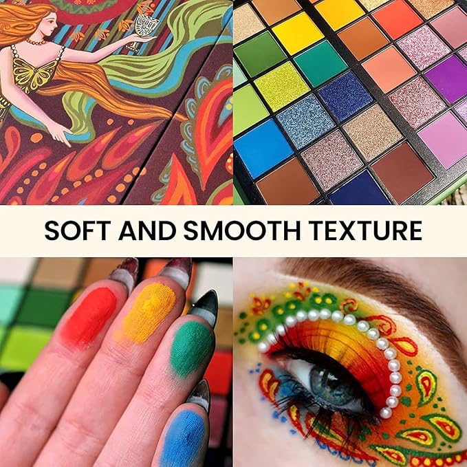 K'APEINE 36 Colors Eyeshadow Palette, Colorful Eyeshadows Palette Neon Shimmer Matte Glitter Eye Shadow High Pigmented Shadow Set Long Lasting Eye Makeup for Women