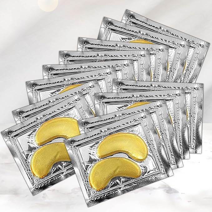 Under Eye Anti-Aging Eye Mask Collagen Patch Treatment for Minimizing Wrinkles, Puffy Eyes, Eye Bags, Dark Circles, Fine Lines Under the Eye, Looking Less Tired, Revitalizing, Moisturizing and Refreshing Your Skin 12 Pairs (Gold)