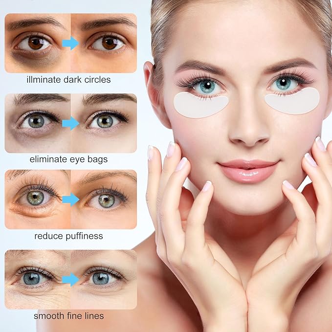 Under Eye Patches 2 Pairs, Silicone Reusable Eye Patches, Under Eye Mask for Skin Care Effect to Reduce Wrinkles and Fine Lines (Black, White)