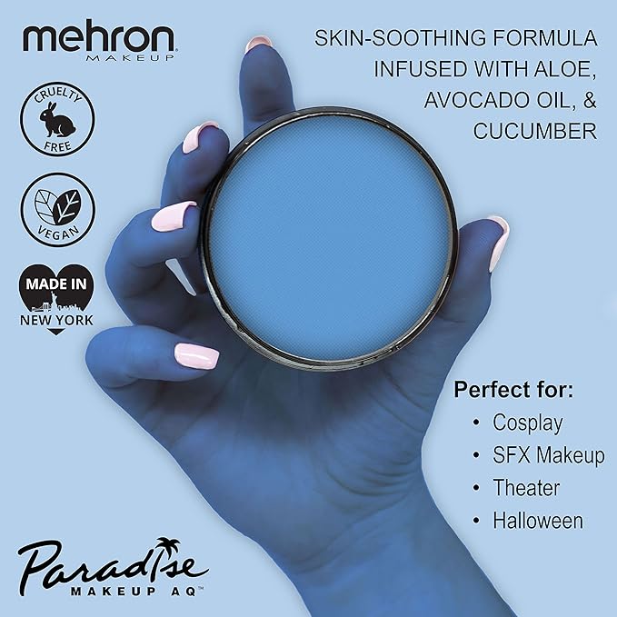 Mehron Makeup Paradise Makeup AQ Pro Size | Stage & Screen Performance, Face & Body Painting, Beauty, Cosplay, and Halloween | Water Activated Face Paint, Body Paint 1.4 oz (40 g) - Sky