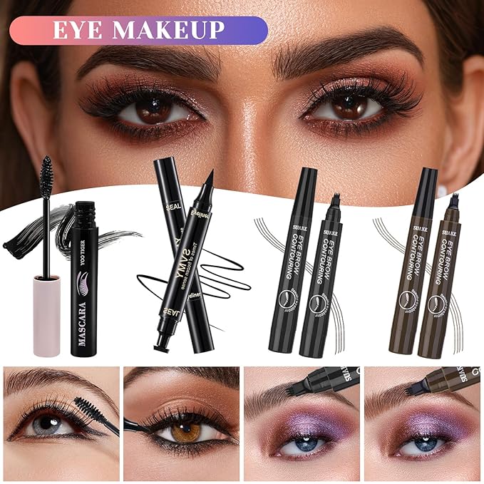 All in One Makeup Kit, Make Up Gift Set for Women, Makeup Kit for Women Full Kit, Includes Foundation Face Primer Eyeshadow Concealer Liquid Blush Lipgloss Eyeliner Mascara Cosmetic Brushes Set