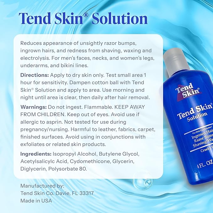 Tend Skin Razor Bump, Ingrown Hair Solution for Unsightly Razor Bumps, Ingrown Hair and Razor Burns, Post Shaving and Waxing Toner for Men and Women, Made in USA, 4 Oz