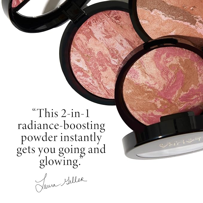 LAURA GELLER NEW YORK Baked Blush-n-Bronze Marbleized 2-in-1 Sculpting Bronzer Blush - Apricot Bronze - Contour Face with a Radiant Flush