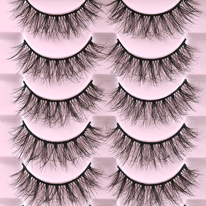 FARRED Natural Lashes Short Eyelashes Wispy False Mink Lash Pack 14 Pair Natural Look Fluffy Doll Eyelash Small Fake Strip Lashes Full Pestañas Sets for MUA and Beginners Daily Makeup (F3 | 8-16mm)