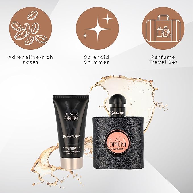 Black Opium by Yves Saint Laurent Eau de Parfum Spray 50ml & Shimmering Moisturising Fluid 50ml