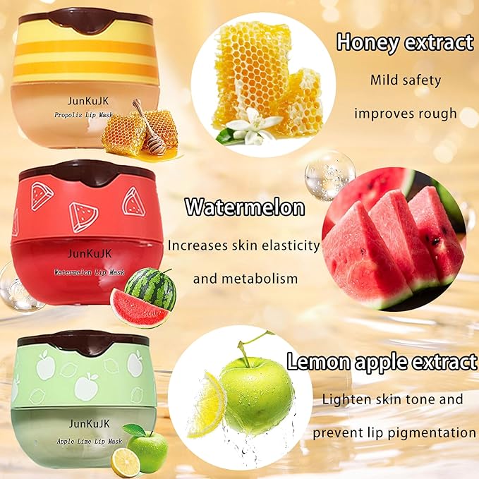 3 Pcs Bee Lip Balm Honey Exfoliator