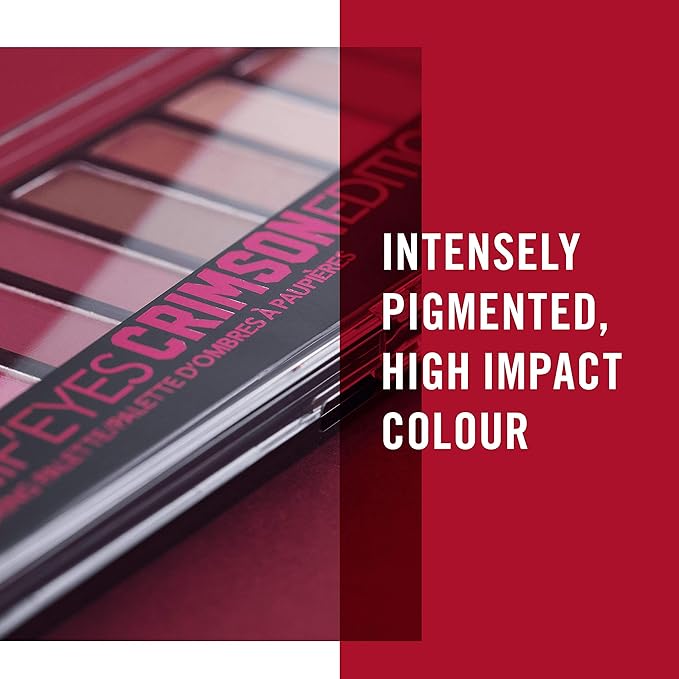 Rimmel London Magnif'Eyes Eyeshadow Palette, 12 Shades, Blendable Formula, Versatile, 007, Crimson, 0.5oz