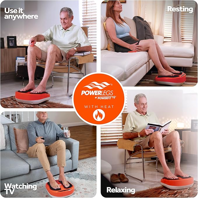 Powerfit Power Legs Electric Foot Massager Machine with Heat - Heated Foot Massager for Neuropathy Pain Circulation - Feet Massager for Pain Relief with Remote Control