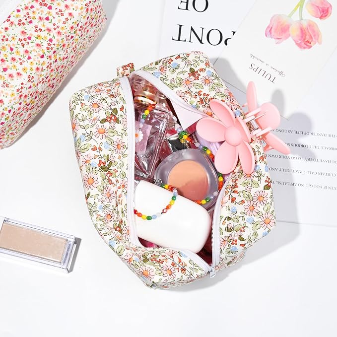 Soidram floral makeup bag quilted