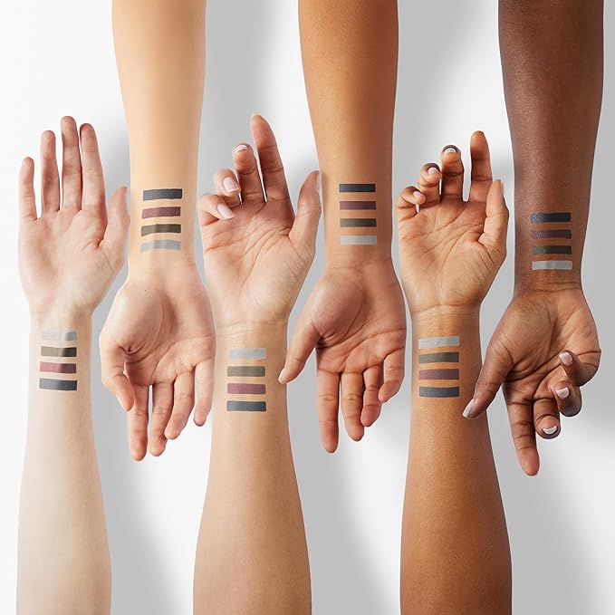 Kaely 4Pcs Black Brown Silver Gray Gel Eyeliner Pencil, Waterline Eyeliner for Older Women 60 Plus, Crayon Eye Liner Waterproof Smudge Proof, Smoky Eyeshadow Palette Halloween Makeup, lapiz de ojos