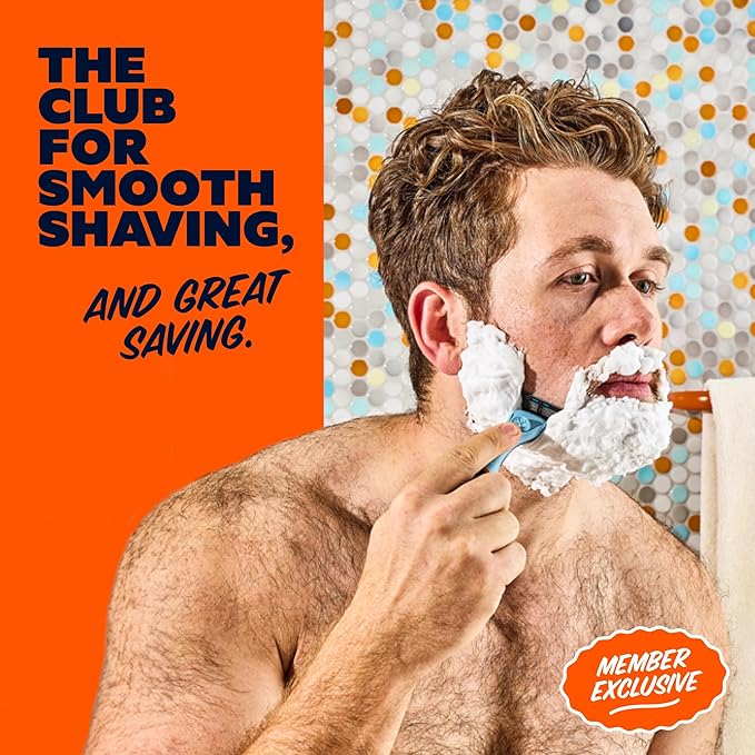Dollar Shave Club | The Member Exclusive Shave Set | 4 Swift Rinse Refill Cartridges, 1 Handle (Blue), 1 Shave Butter 3 ounce, 1 Razor Cover