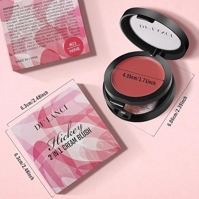 DE'LANCI Hydrating Cream Blush for Cheeks & Lips