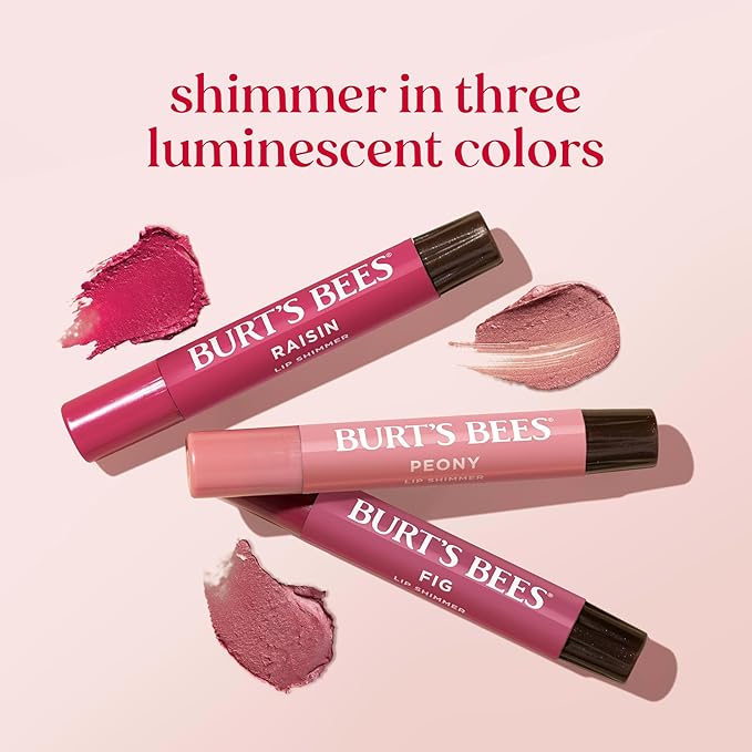 Burt's Bees Lip Shimmer Nude Collection, Tinted Lip Balm Stick, Moisturizing for All Day Hydration with Natural Glowy Pigmented Finish & Buildable Color, 3 Warm Shades; Value Pack, 3 Tubes x 0.09 Oz
