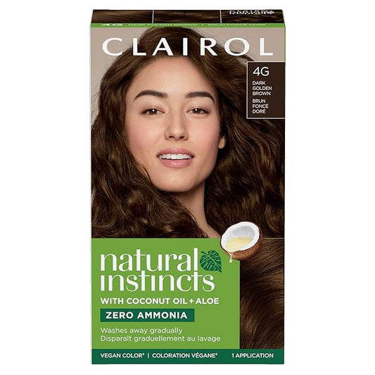 Clairol Natural Instincts Demi-Permanent Hair Dye, 4G Dark Golden Brown Hair Color, Pack of 1