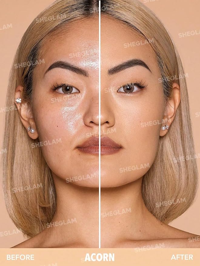 SHEGLAM SKin-Focus Full Coverage Powder Foundation Oil-Control Lightweight Face Pressed Powder Makeup-Butterscotch