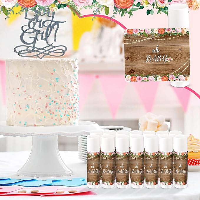 40 Pieces Lip Balm Bulk Baby Shower Jasmine Lip Balm Favors Floral Moisturizing Lip Balm for Women Children Men Girl kids Gender Reveal Favors Gift Baskets (Floral)