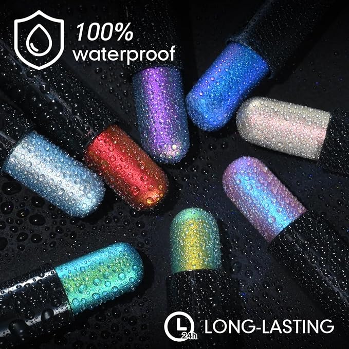 CHARMACY Duochrome Long Stay Eyeshadow Stick, Creamy Eye Shadow Stick, Multicolor-Shifting Glitter Eyeshadow, Waterproof & Smudge-Proof, High Pigmented, Built-in Smudger #04