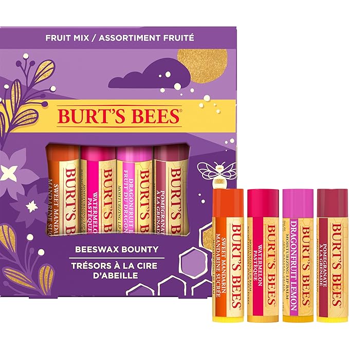 Burt's Bees, 4 Lip Balms, Beeswax Bounty Set, Pomegranate, Sweet Mandarin, Coconut And Pear & Watermelon