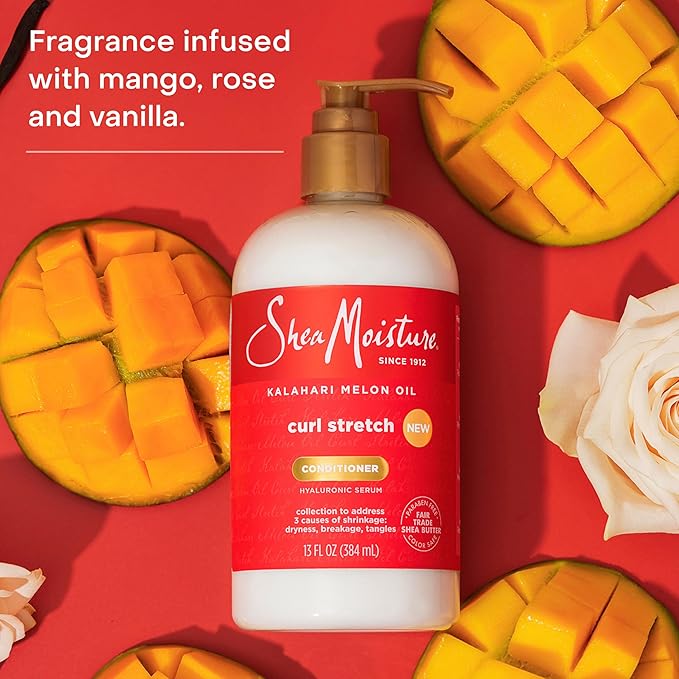 SheaMoisture Curl Stretch Conditioner Kalahari Melon Oil Infused with Hyaluronic Serum, Hydration Hero Deeply Moisturizes and Repairs Damage, for Easy Detangling and Styling 13 Fl Oz