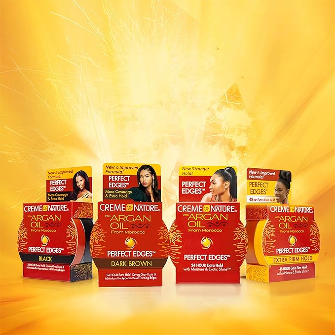 Creme of Nature with Argan Oil From Morocco Perfect Edges Hair Gel, 24 Hour Hold with Moisture and Exotic Shine, Extra Firm Hold, 2.25 Oz (Pack of 2)