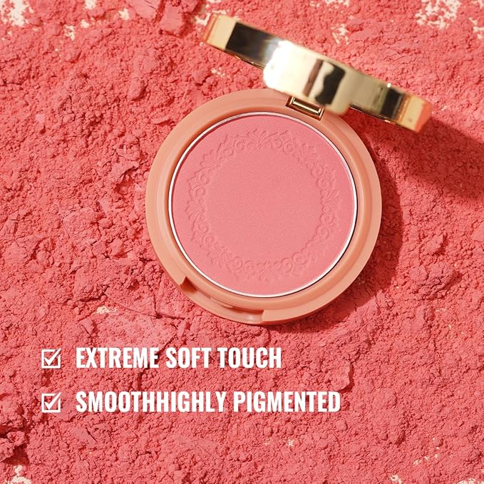 Oulac Yellow Pink Blushers for Cheeks Fair Skin Vegan,Mineral Powder Blush,Rich Colors, Buildable Blusher, Easy to Blend,Vegan,4,8g 13 Petal Blossom