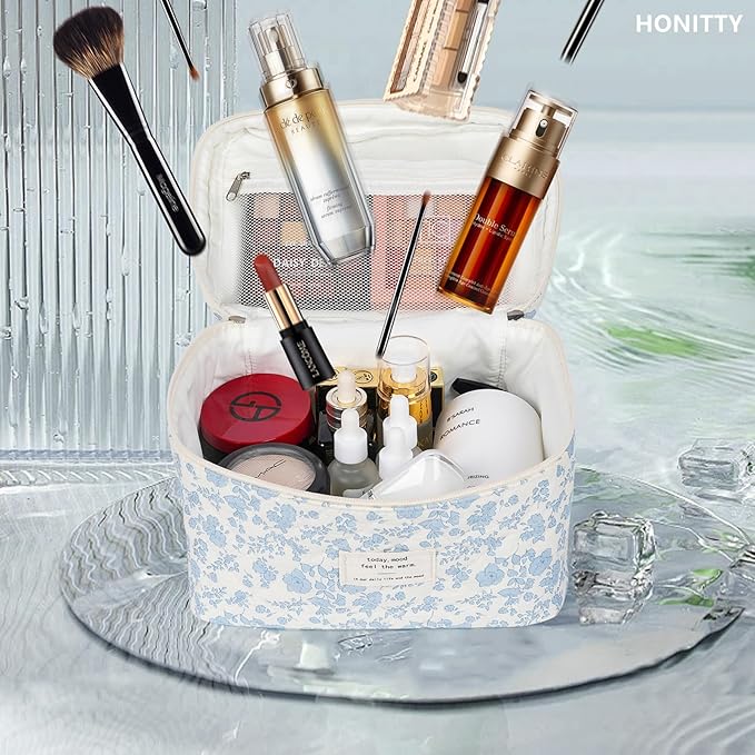 Makeup bag, quilted makeup bag,large