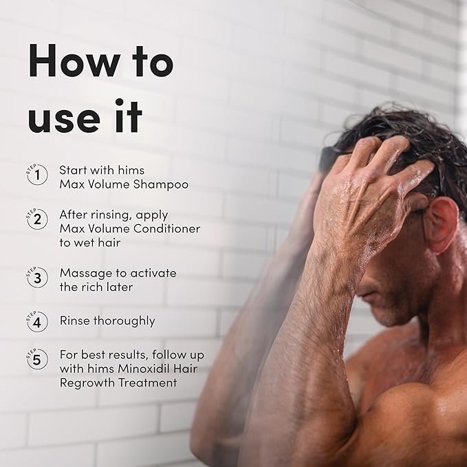 hims Max Volume Conditioner, 2 Pack - Volumizing Conditioner for Men with Biotin - Adds Lightweight Volume, Shine & Bounce - Citrus Spice - 2 x 6.4 fl oz