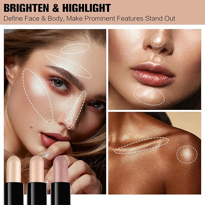 Contour Stick, 4Pcs Dual-Ended Highlighter Makeup Pen & A+Set B)