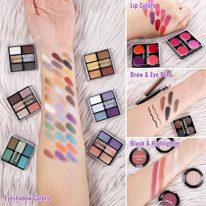 Makeup Kit for Teen Girls & Women Full Kit, Beauty Train Case with Starter Cosmetic Set, Make Up Valentine's Day Gift Box with Eyeshadow,Lipgloss,Highlighter,Blush,Lip&Eye Pencils,Brush & More(Purple)