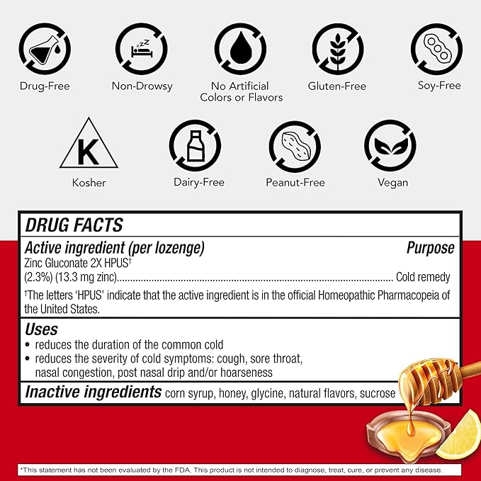 Cold-Eeze Soft-Center Liquid Honey Zinc Lozenges, Homeopathic Cold Remedy, Reduces Duration of The Common Cold, Sore Throat, Cough, Congestion and Post Nasal Drop, 25 Count