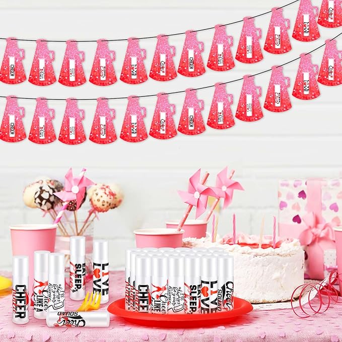 60 Pcs Cheerleading Lip Balm Bulk Cheer Teams Lip Balm Gifts Set Honey Moisturizing Lip Care Flavor Hydration Dry Chapped Lips for Men Women Children(Red)