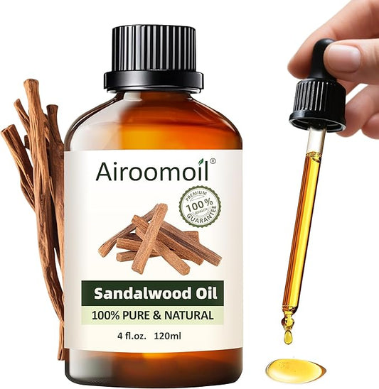 Pure Sandalwood Essential Oil, 100% Pure Natural Sandalwood Essential Oil, Premium Grade Essential Oils for Diffusers for Home, Skin, Care Massage, Soap Making, Aromatherapy, 4 Fl Oz | 120ml