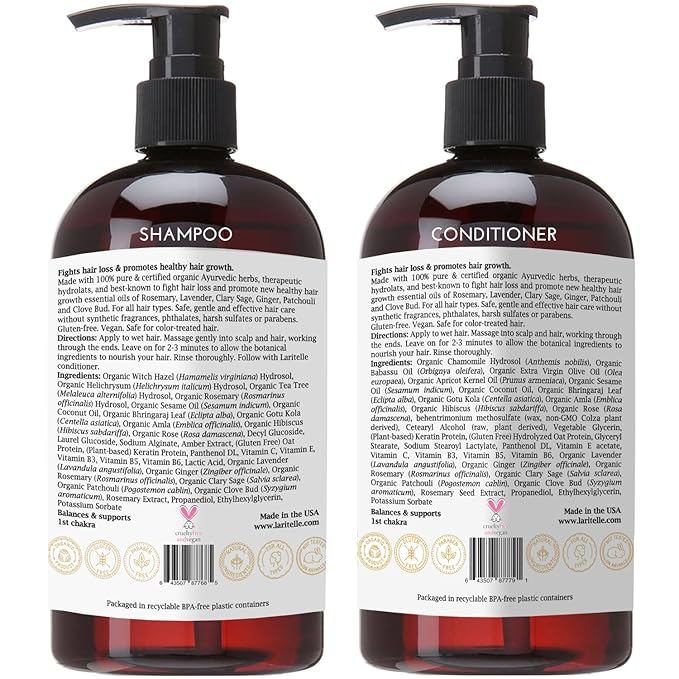 Organic Hair Growth Set | Fertile Roots Shampoo + Conditioner + Leave-In Treatment | Follicle Stimulating Rosemary, Ginger & Clove | Anti-Hair Loss, Strengthening, Nourishing | USA made