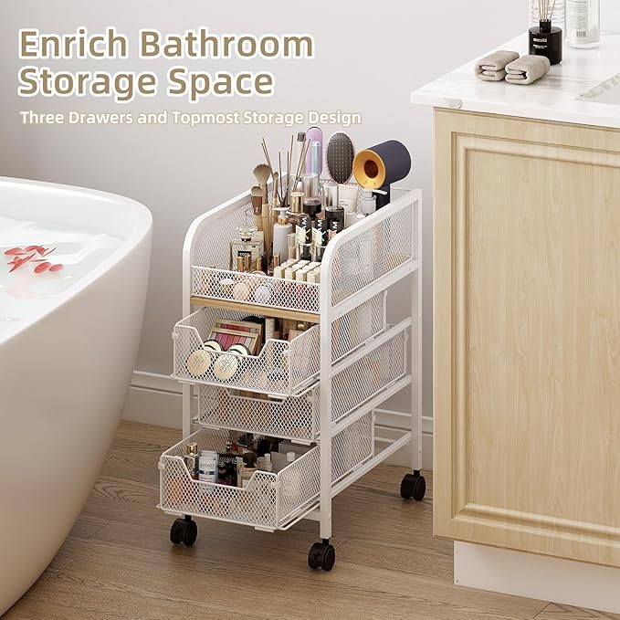 Rolling makeup cart organizer, 4-tier