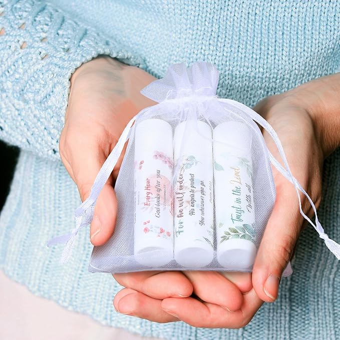 50 Pack Lip Balm Religious for Women Lip Balm with Scripture Bulk Sticks Christian Lip Balms Gifts Faith Bible Verse Scripture Inspirational Gift Party Favors Coworkers 10 Styles Floral