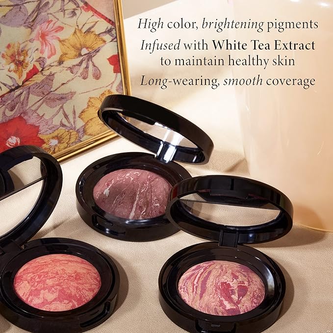 LAURA GELLER NEW YORK Baked Blush-n-Brighten Marbleized Blush for Cheeks - Down to Earth - Natural Finish - Buildable Color