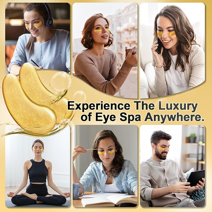 Under Eye Patches (24 Pairs) - 24K Gold Eye Masks Enriched with Abundant Collagen | Diminish Dark Circles and Puffiness | Anti-Aging, Smooth Fine Line, Nourish Skin - Gifts for Women Skin Care