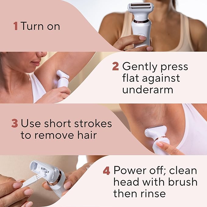 Finishing Touch Flawless Underarm Hair Removal Electric Razor Device, Designed to Shave and Contour Womens Sensitive Underarm Area, Cordless Groomer, Painless for All Skin Types