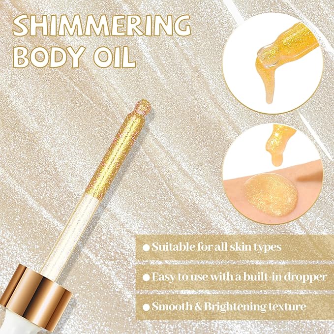 Shimmering Body Oil,Face & Body Glitter Makeup Liquid for Women