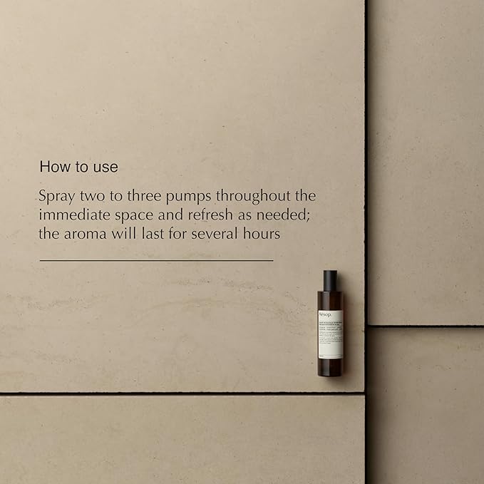 Aesop Olous Aromatique Room Spray | Fresh, Woody, Citrus | Uplifting Citrus Botanicals, Cedar, Cardamom | Aroma for Several Hours | 3.4 oz / 100mL