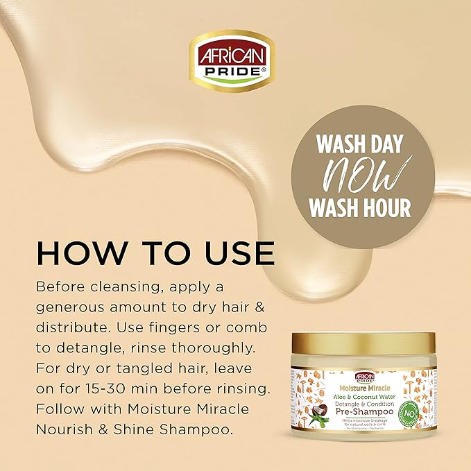 African Pride Moisture Miracle - For Natural Coils & Curls, Nourishes & Shines, Sulfate Free, Color Safe (16 Oz (3-in-1 Set))