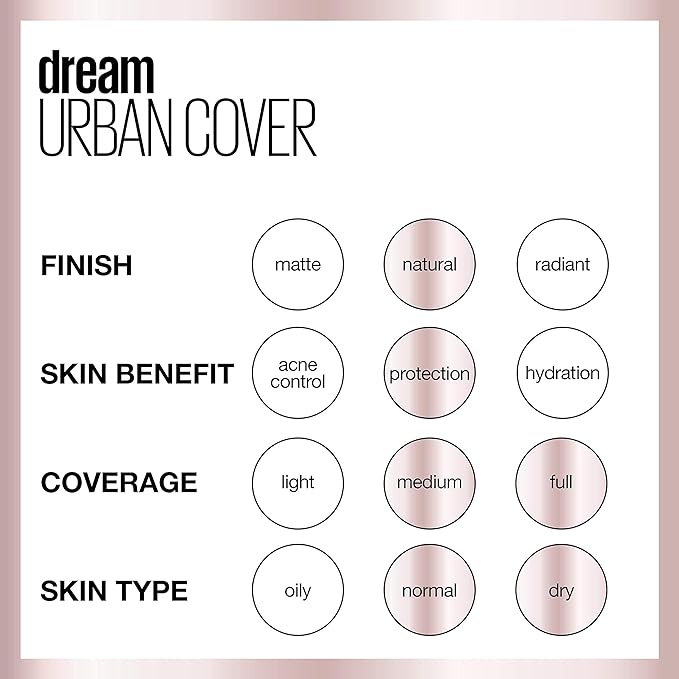 Maybelline New York Dream Urban Cover Flawless Coverage Foundation Makeup, SPF 50, Toffee