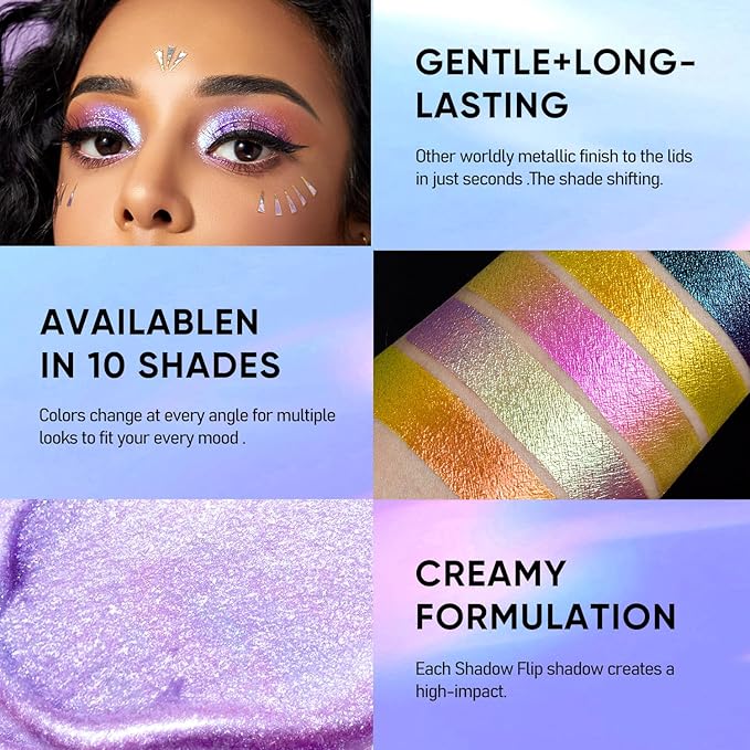 MAKI YIKA Glitter Eyeshadow Silver Multichrome Eyeshadows Long Lasting, Metallic Chameleon Eye Shadow Smudgeproof Holographic Eye Topper Glitters (#8 Dream)