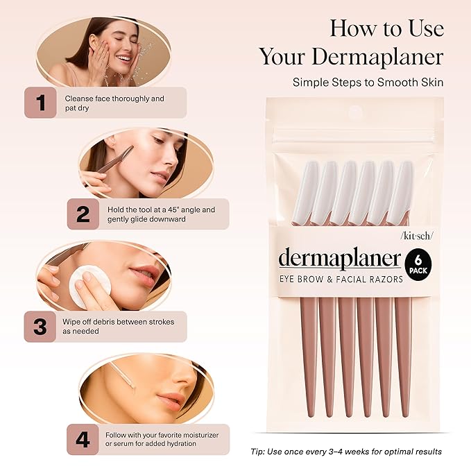 Kitsch Dermaplane Razor for Women Face - Face Razors for Women and Men - Eyebrow Trimmer, Shaver, Recycled Plastic Dermaplaning and Skin Care Tool - Terracotta, 6 pcs