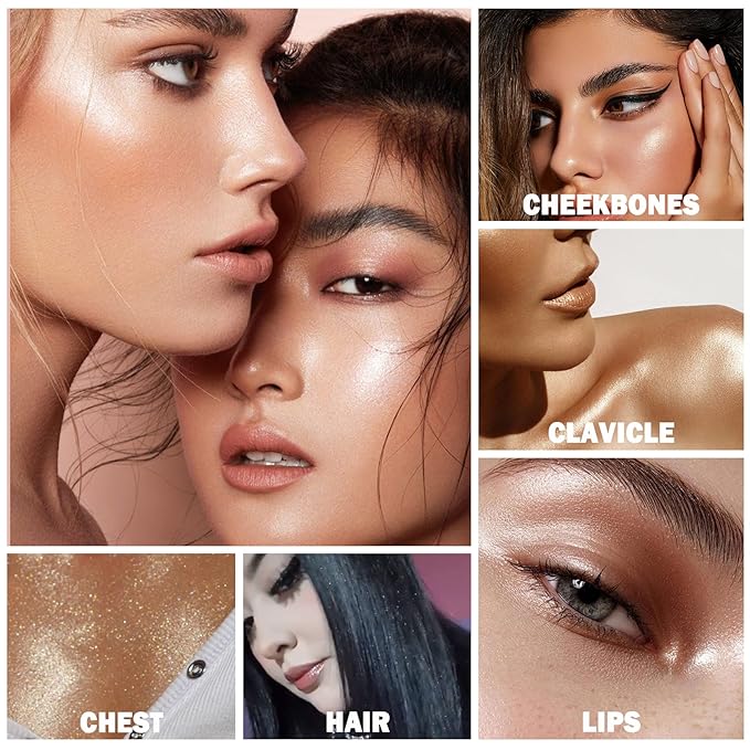 Polvo De Hadas Body Shimmer Glitter Highlighter Powder Makeup,High Gloss Sparkle for Face Body Hair,Create The Most Sparkly And Attractive Glitter Makeup - Bronze